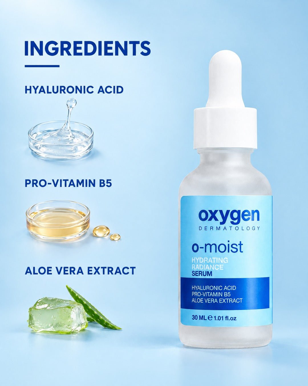 O-moist Hydrating Radiance Serum 30ml - Oxygen Dermatology