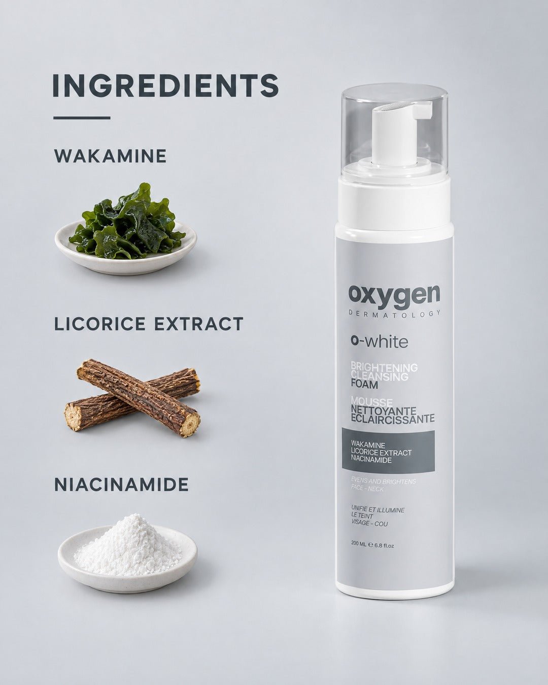 O-WHITE Brightening Cleansing Foam 200ml - Oxygen Dermatology