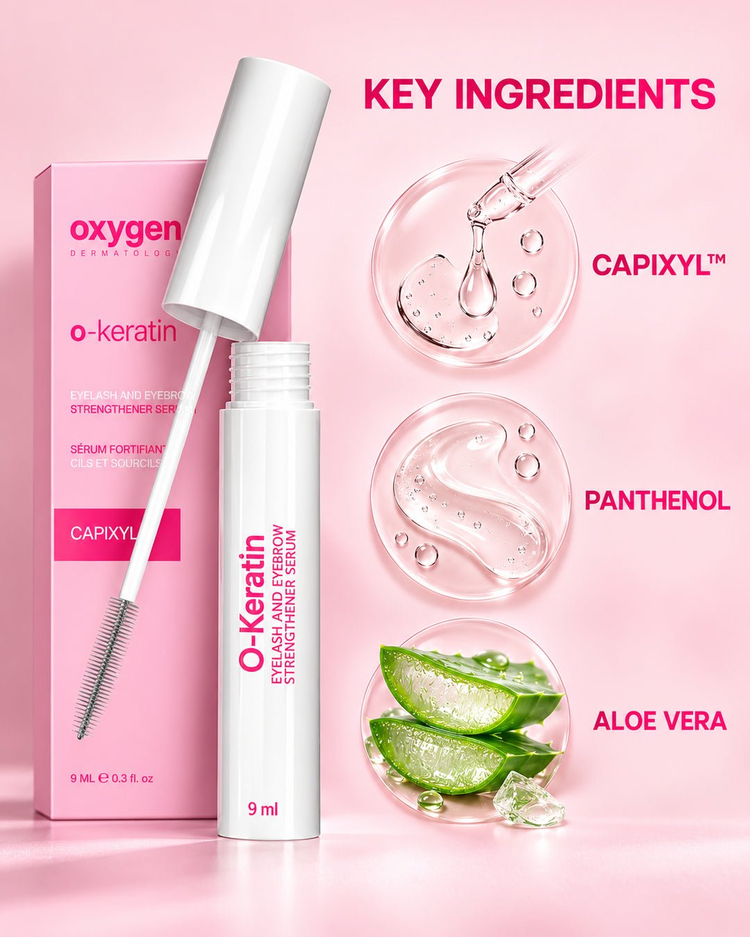 O-KERATIN Eyelash & Eyebrow Serum 9ml - Oxygen Dermatology