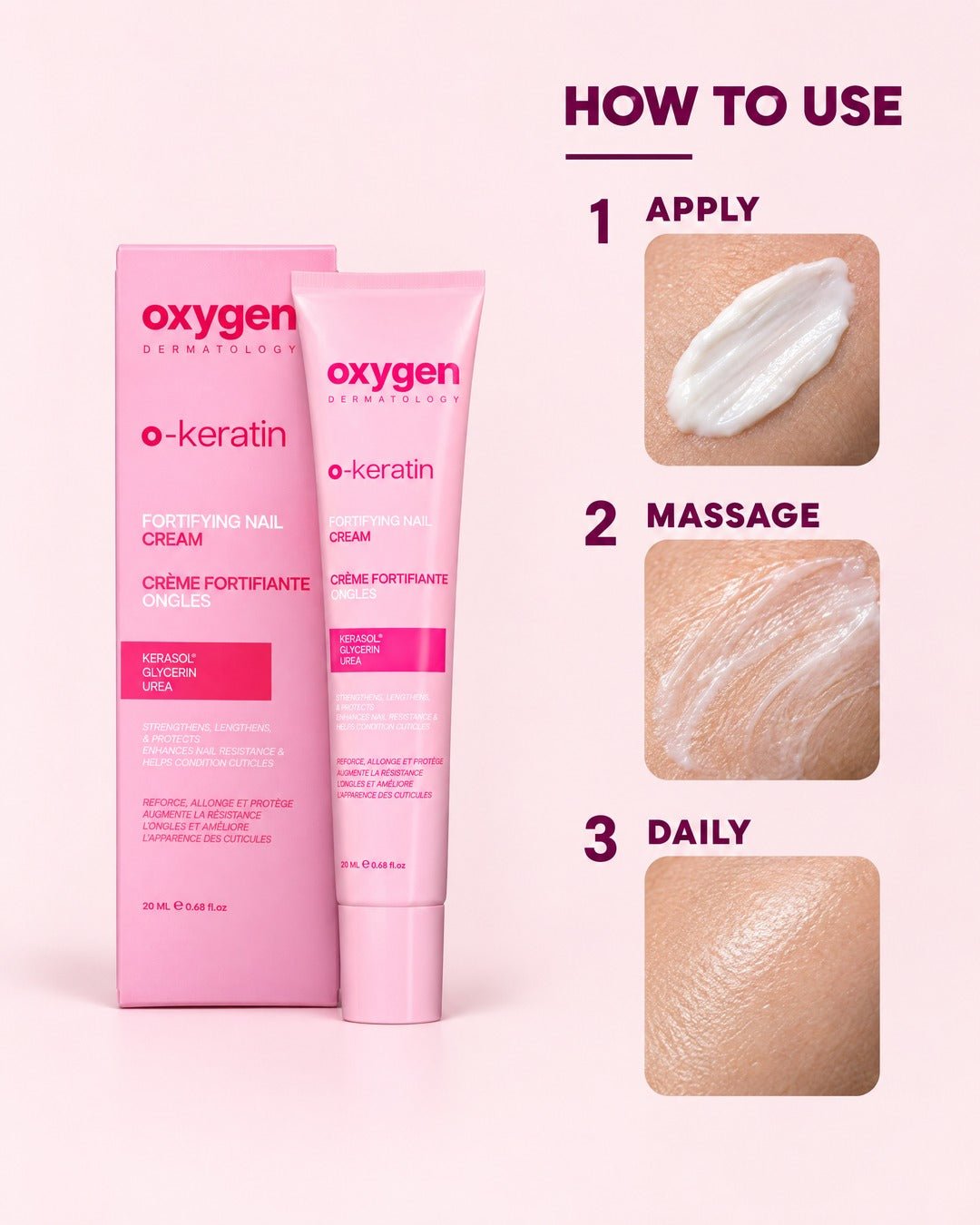 O-KERATIN Fortifying nail cream 20ml - Oxygen Dermatology